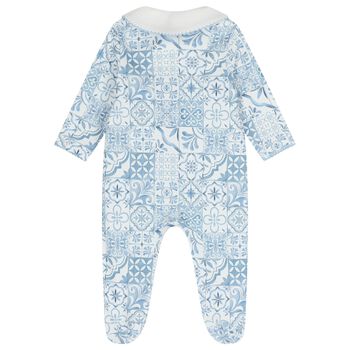 Baby Boys Blue & White Babygrow