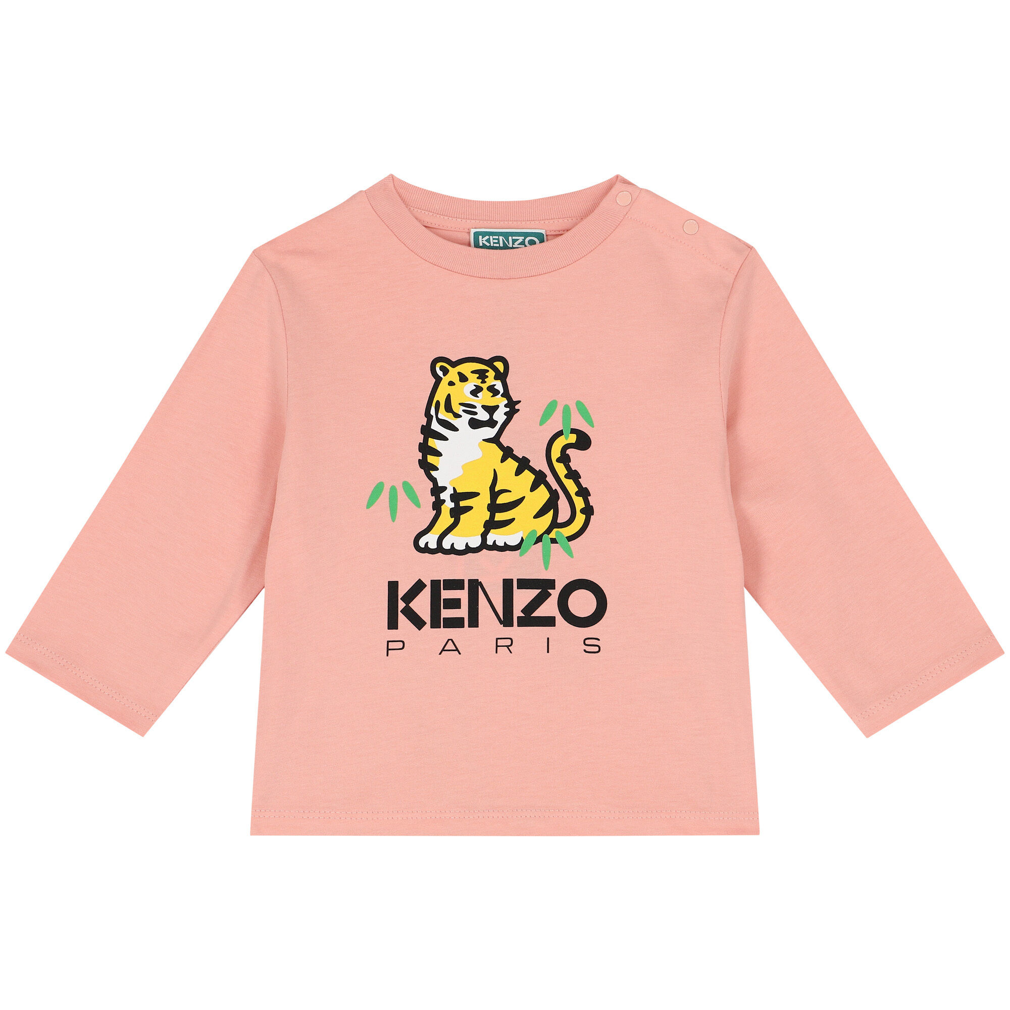 KENZO KIDS Girls Pink Tiger Logo Long Sleeve Top Junior Couture USA