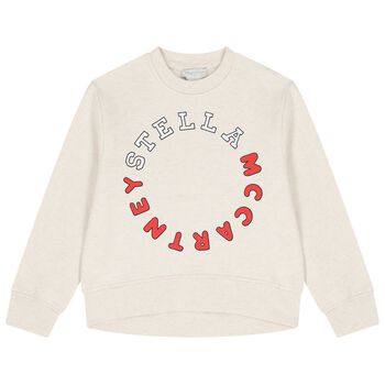 Girls Beige Logo Sweatshirt