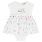 Baby Girls White Floral Bodysuit Dress, 1, hi-res