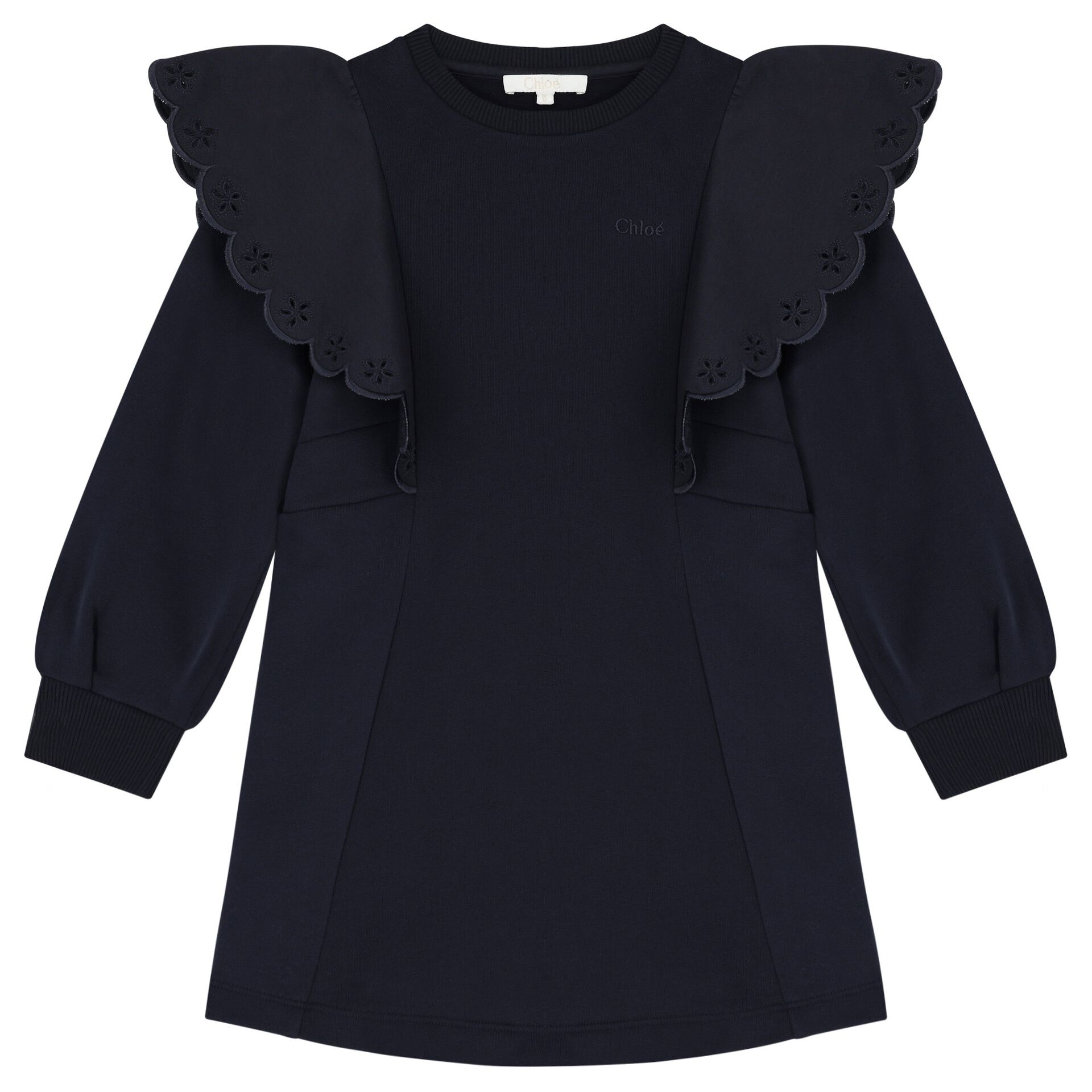 CHLOE Girls Navy Blue Logo Flower Dress Junior Couture Kuwait