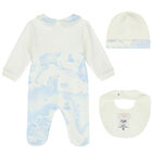 Baby Boys Ivory & Blue Geo Map Babygrow Set, 4, hi-res
