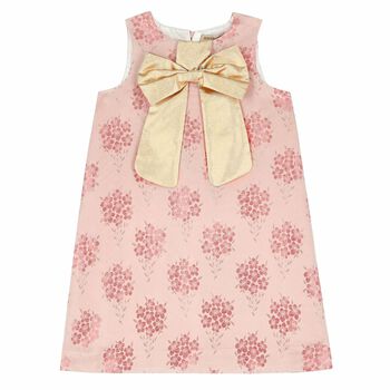 Girls Pink & Gold Satin Dress