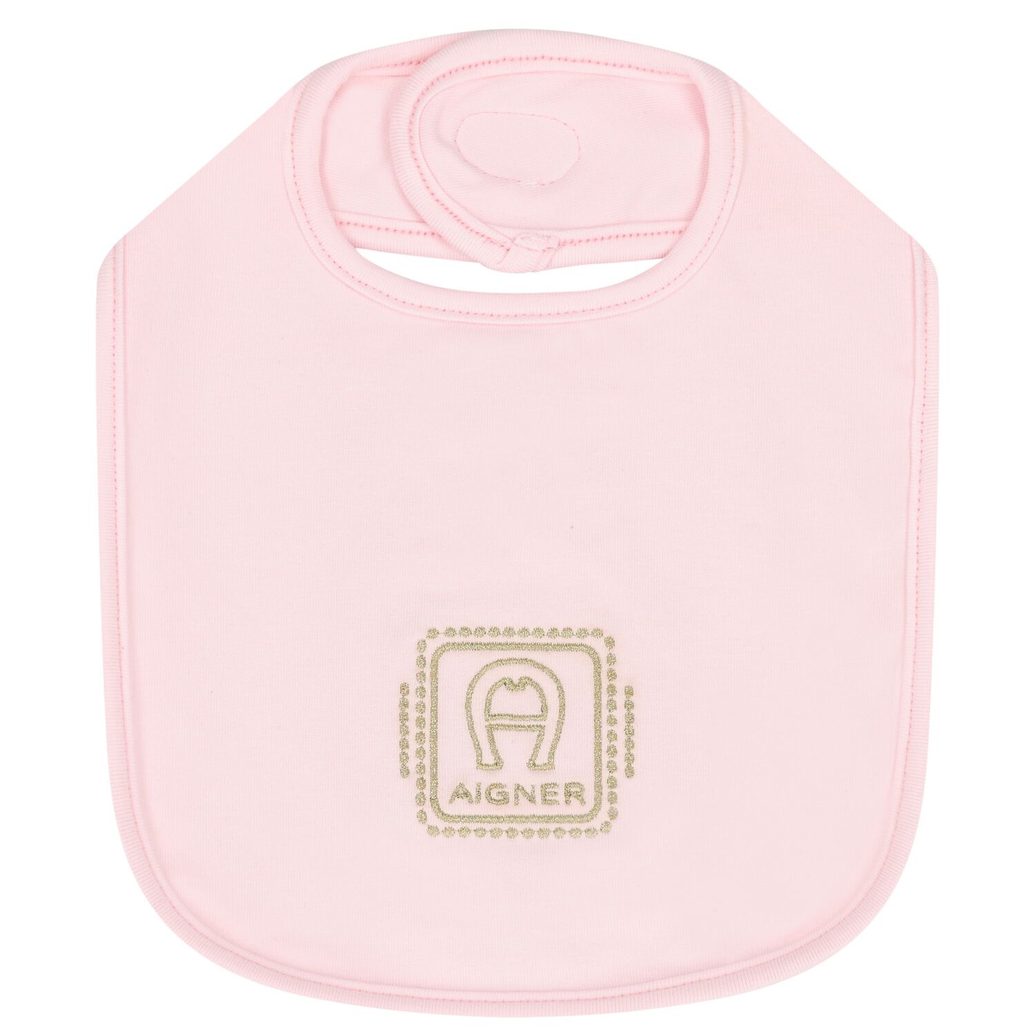 Baby Girls Pink & Gold Logo Bib, 2, hi-res
