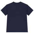 Boys Navy Cotton Polo Logo T-Shirt, 1, hi-res