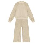 Girls Beige Embellished Trouser Set, 1, hi-res