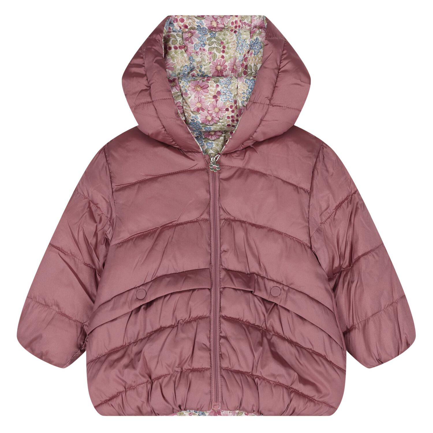 Younger Girls Rose Gold & Pink Floral Reversible Coat, 1, hi-res