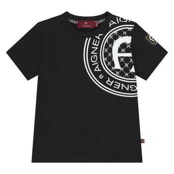 Younger Boys Black Logo T-Shirt
