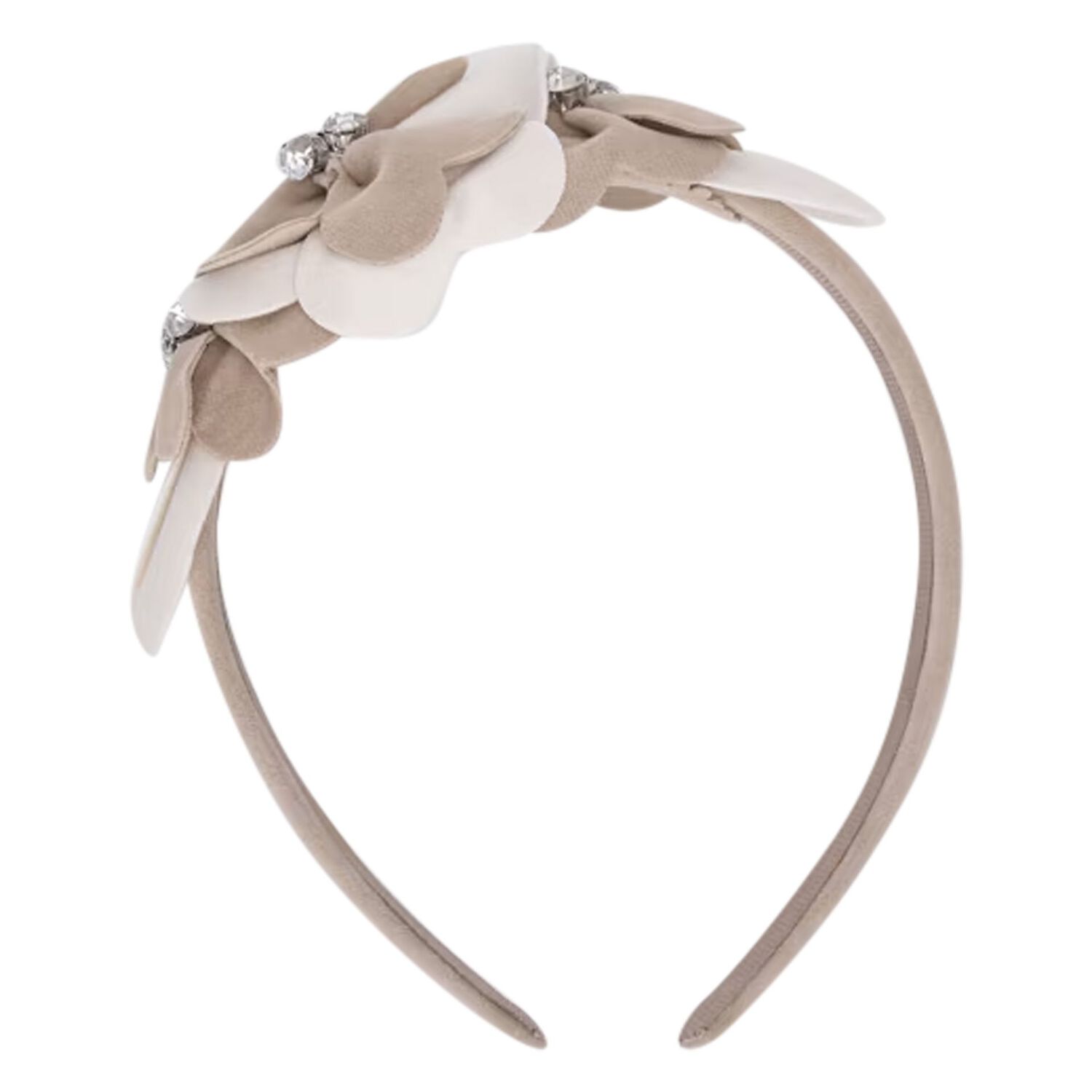 Girls Beige Flowers Headband, 2, hi-res image number null