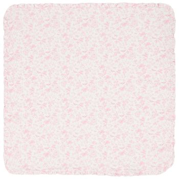 Baby Girls White & Pink Floral Blanket