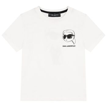 Boys Mini Me White Ikonik Karl Logo T-Shirt