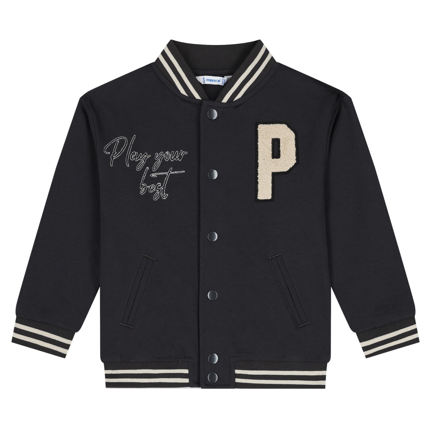 Boys Grey Varsity Jacket, 1, hi-res