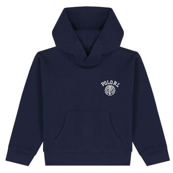 Boys Navy Blue Logo Hooded Top