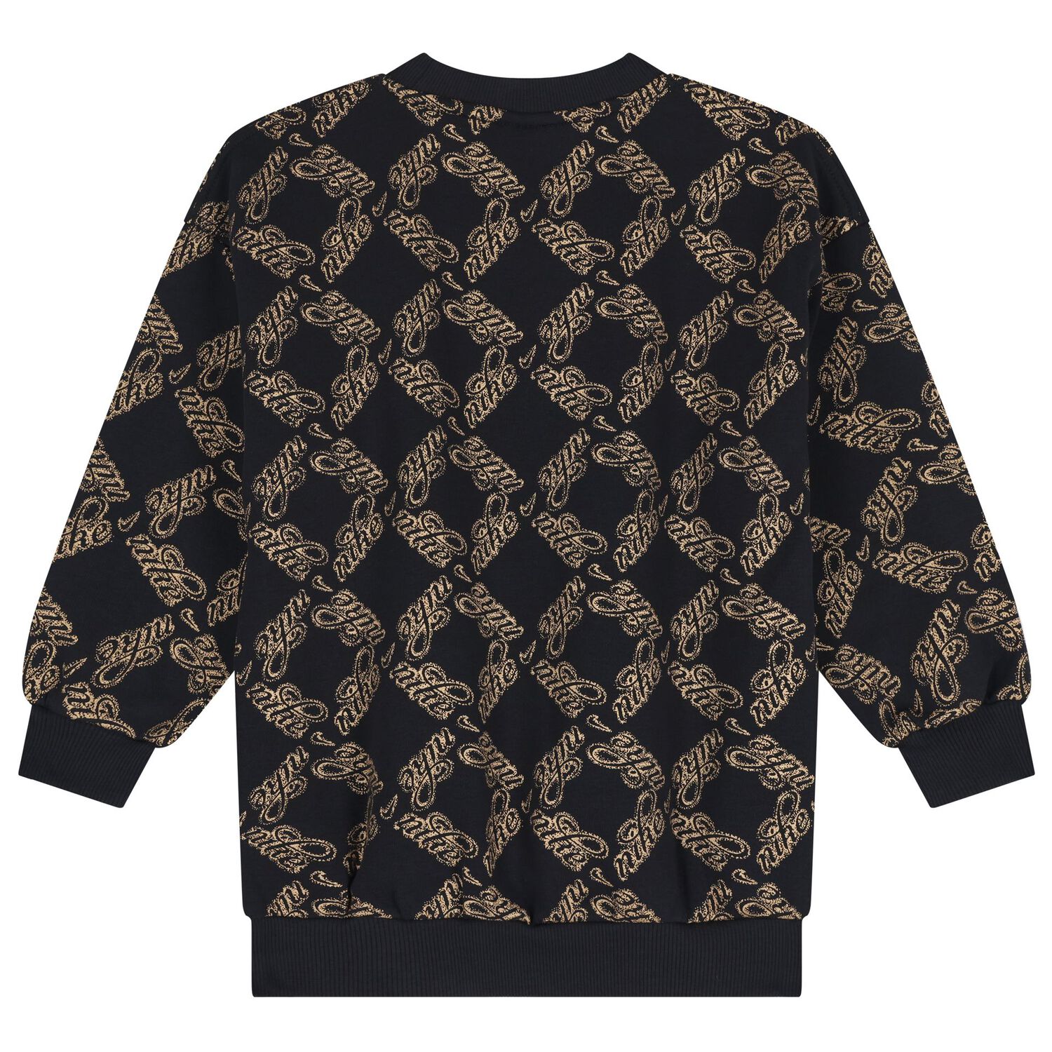 سويت شيرت بالشعارباللون الأسود والذهبي للبنات, 1, hi-res