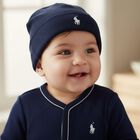 Baby Boys Navy Logo Hat, 2, hi-res