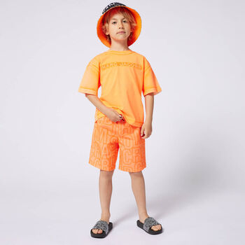 Boys Orange Logo Swim Shorts