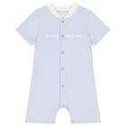Baby Boys Blue Logo Romper, 1, hi-res