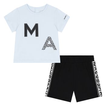 Younger Boys Blue & Black Logo Shorts Set