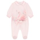 Baby Girls Pink Swan Babygrow, 1, hi-res