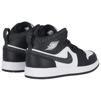 Black, Green & White Air Jordan 1 Mid Trainers