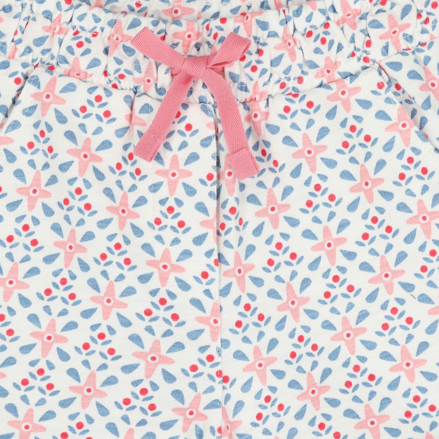 Girls White Floral Shorts, 1, hi-res