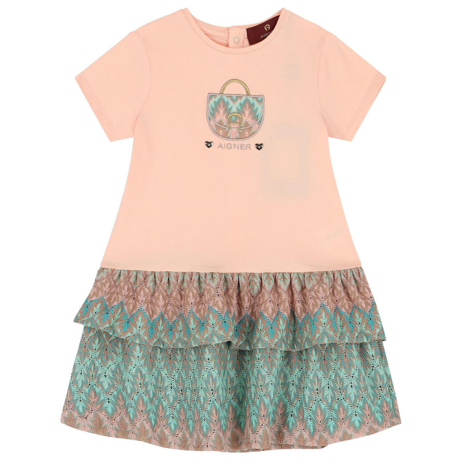 فستان بنات بالشعار باللون الزهري والأزرق الأكوا, 2, hi-res