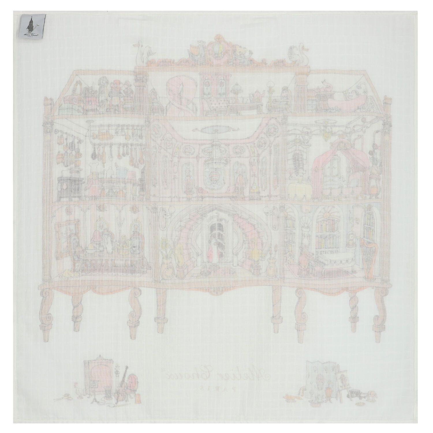 Baby Girls White & Pink Doll House Swaddle Carré Blanket, 1, hi-res image number null