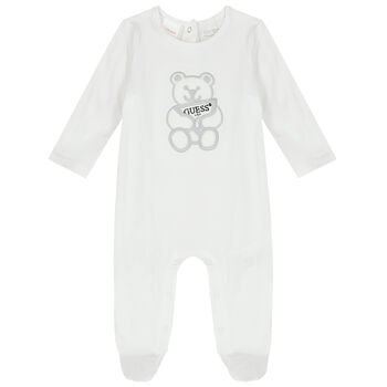 White Teddy Bear Logo Babygrow