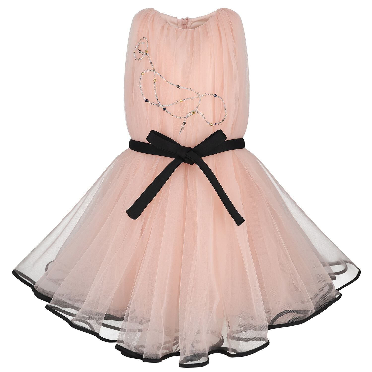 Girls Pink & Black Tulle Dress, 1, hi-res