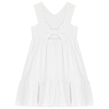 Girls White Embroidered Dress