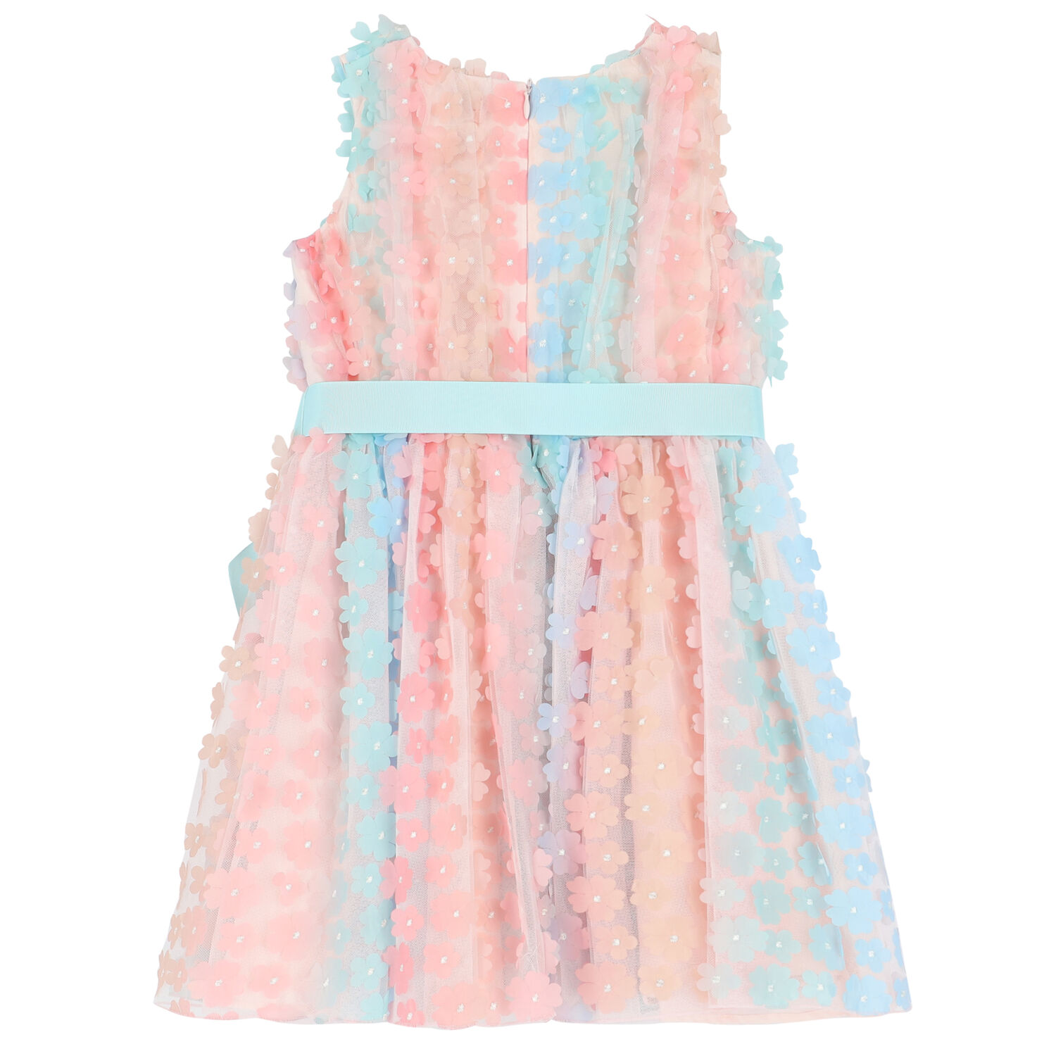 Girls Rainbow Floral Tulle Dress, 1, hi-res image number null