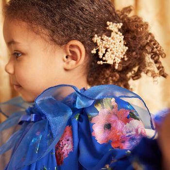 Girls Gold Pearl Flower Hair Clip