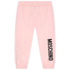 Younger Girls Pink Logo Joggers, 1, hi-res