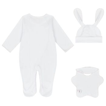 Baby Girls White & Pink Bunny Babygrow Gift Set