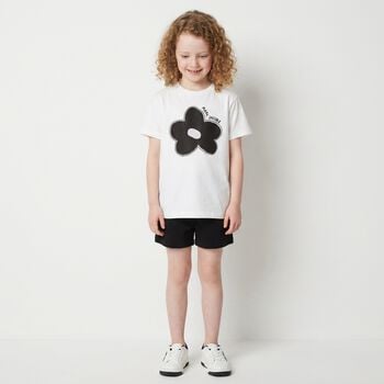 فستان مزين بالزهور باللون الابيض للبنات 