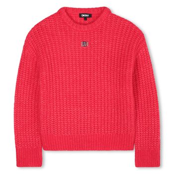 Girls Red Logo Knitted Jumper