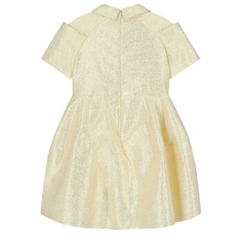 Girls Gold Jacquard Dress