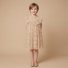 Girls Gold Embellished Tulle Dress, 1, hi-res