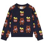 Boys Navy Blue Teddy Bear Sweatshirt, 1, hi-res