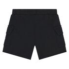 Younger Boys Black Logo Shorts, 1, hi-res