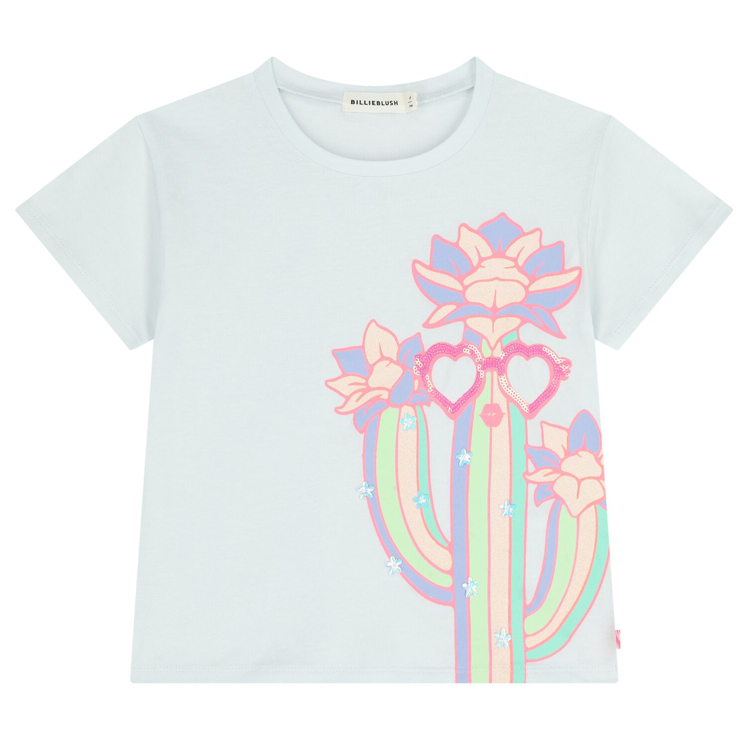 Girls Blue Catcus T-Shirt, 1, hi-res