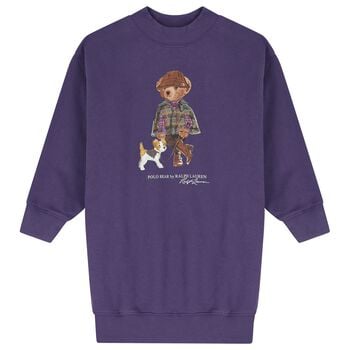 Girls Purple Polo Bear Dress