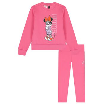 Girls Pink Disney Logo Leggings Set