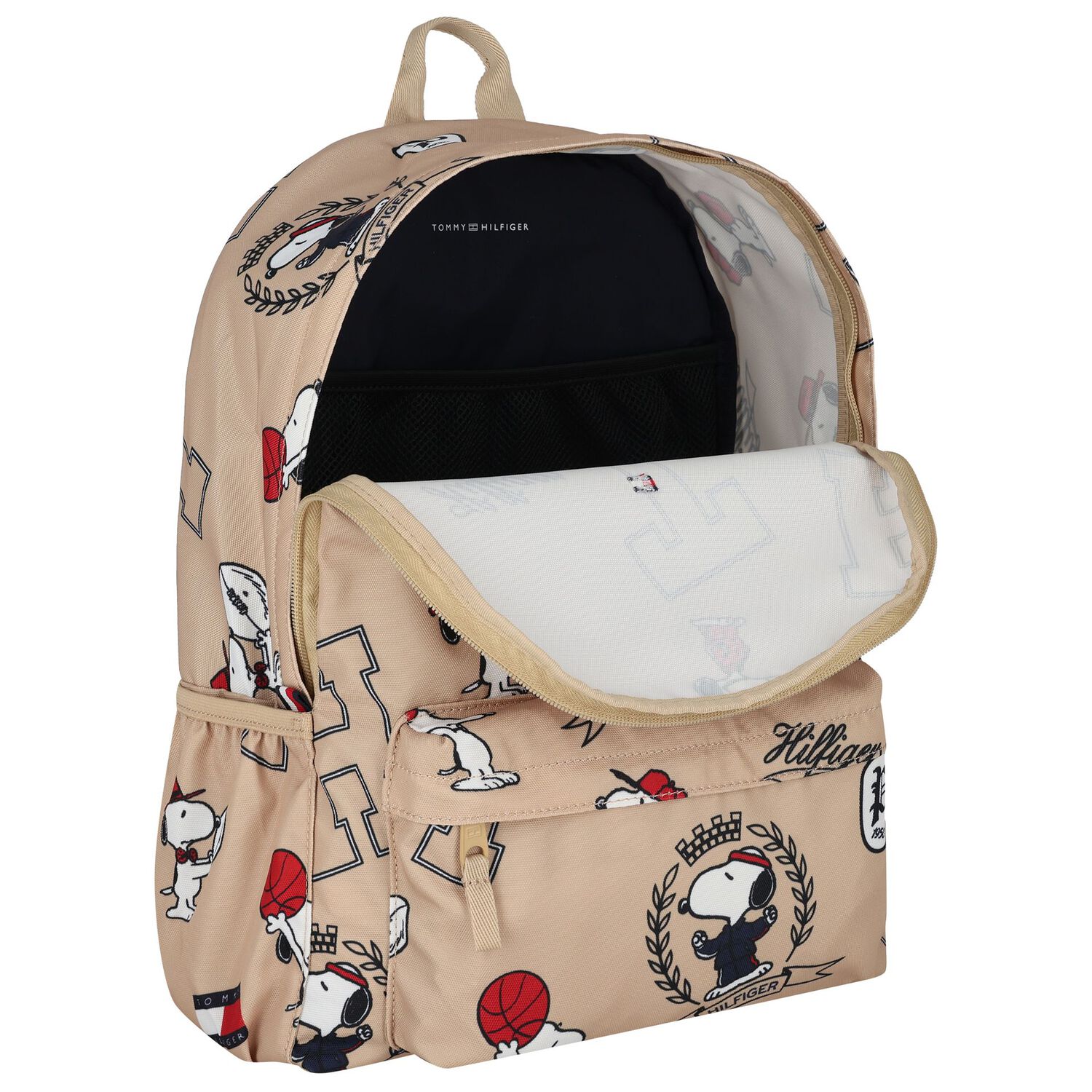 Beige Snoopy Logo Backpack ( 45CM ), 1, hi-res
