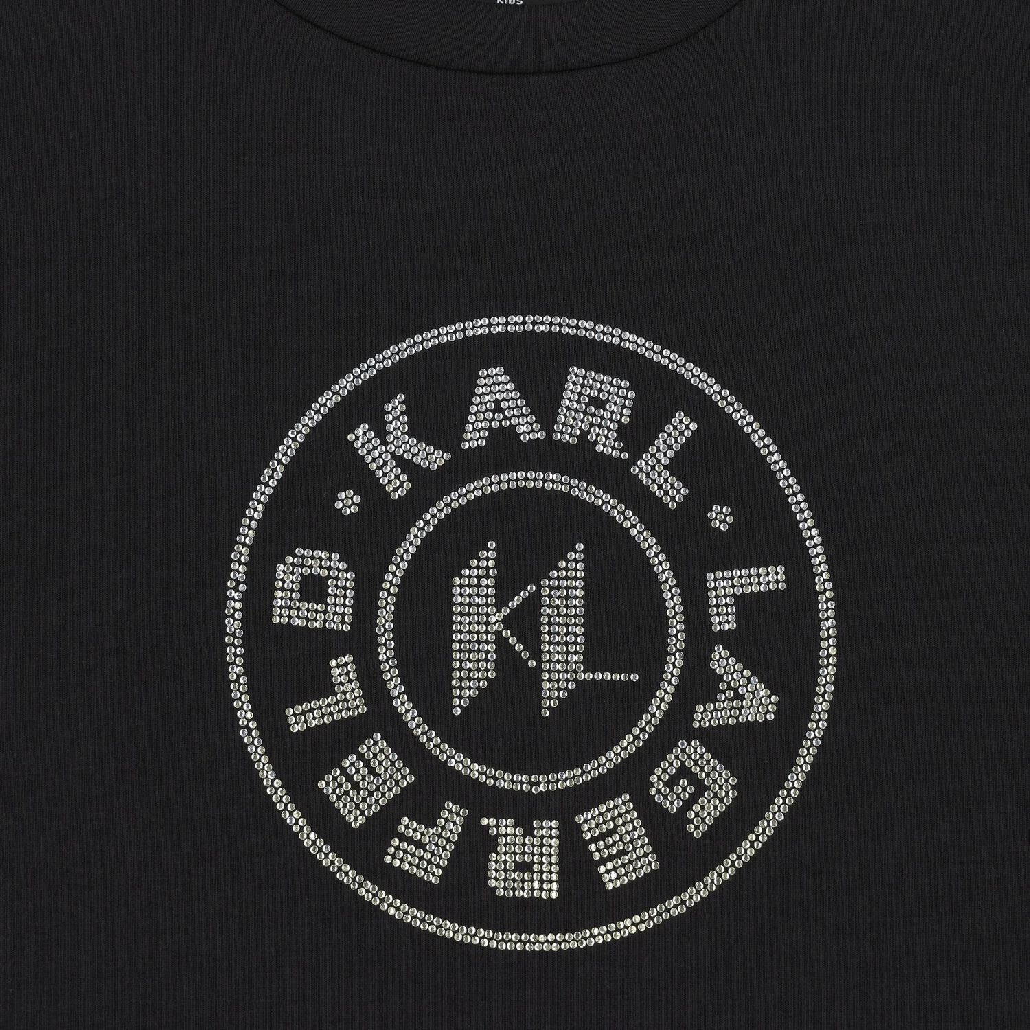 فستان بنات مزين بالشعار باللون الأسود , 1, hi-res image number null