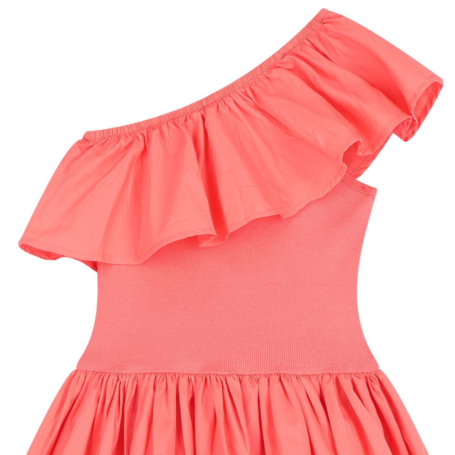 Girls Coral Pink Asymmetric Dress, 1, hi-res image number null
