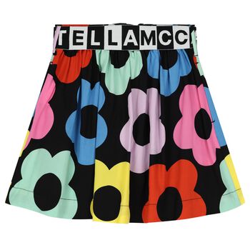 Girls Black Floral Skirt