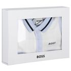 Baby Boys Blue & White Logo Babygrow, 2, hi-res