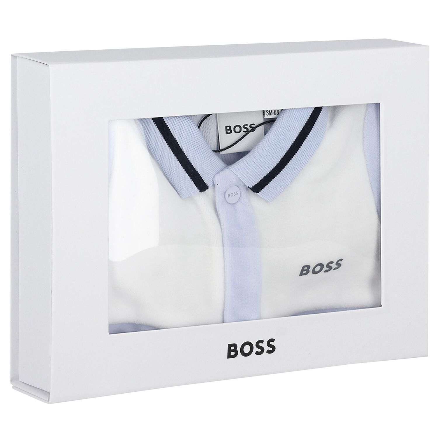 Baby Boys Blue & White Logo Babygrow, 2, hi-res