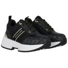 Girls Black & Gold Logo Trainers, 1, hi-res